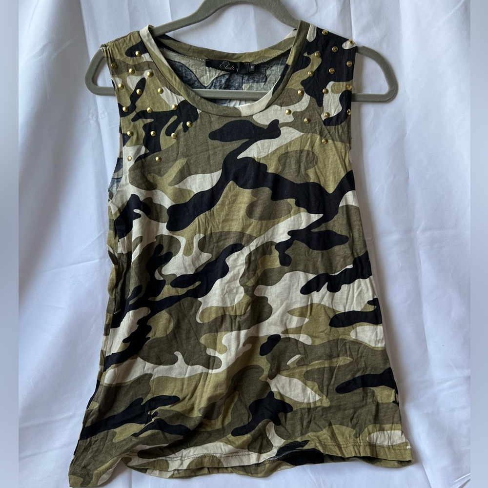 Elodie | Medium Camo with Studs Tank Top